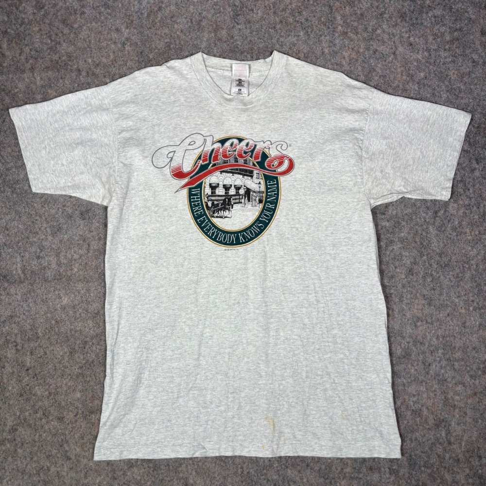 Fruit of the Loom Cheers T-Shirt Mens XL Gray Vintage 1997 TV Show Graphic‎ Tee